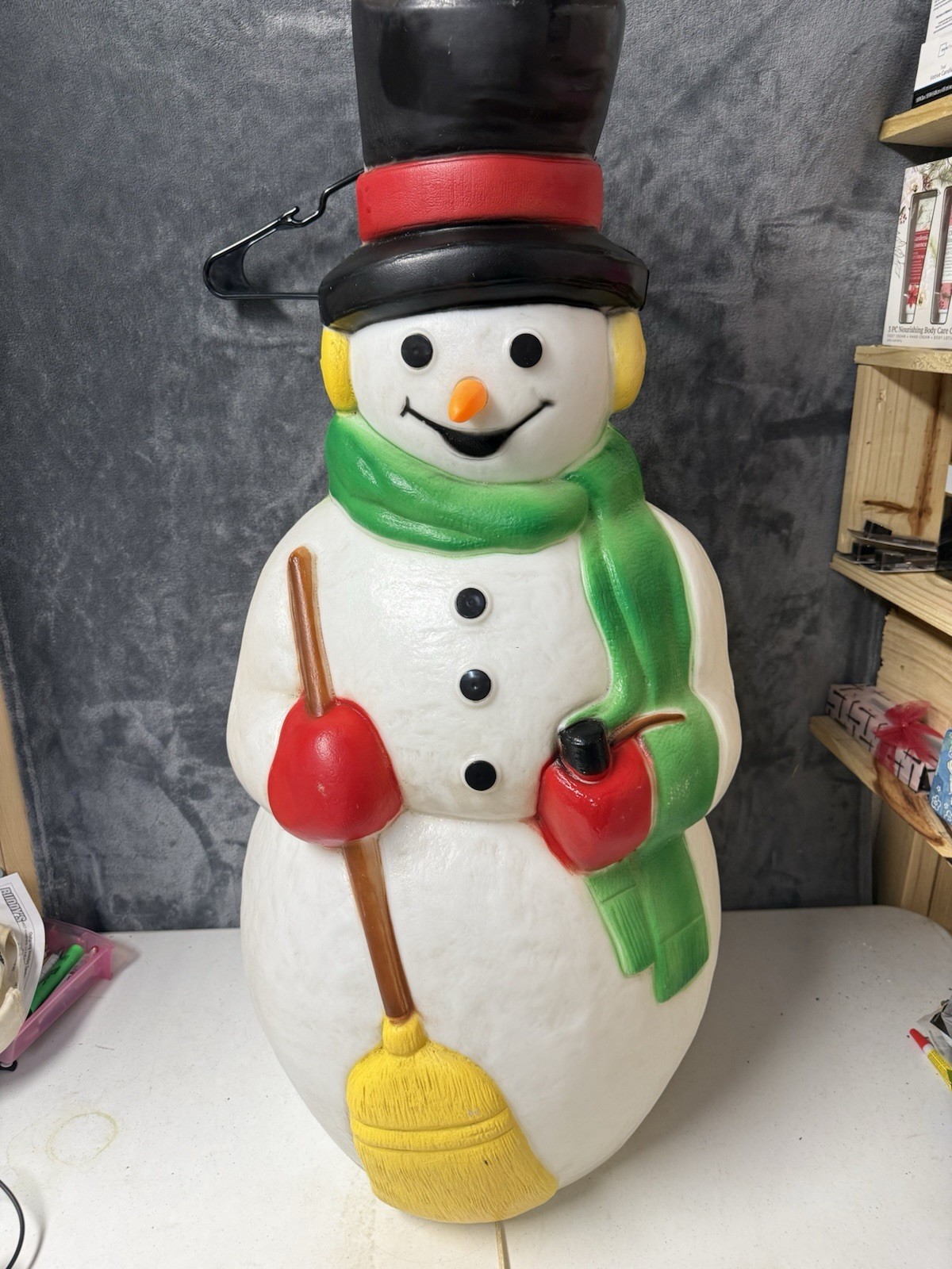VTG SNOWMAN with broom Blow Mold Empire Christmas Frosty Pipe Top Hat 1990 VTG SNOWMAN with broom Blow Mold Empire Christmas Frosty Pipe Top Hat 1990