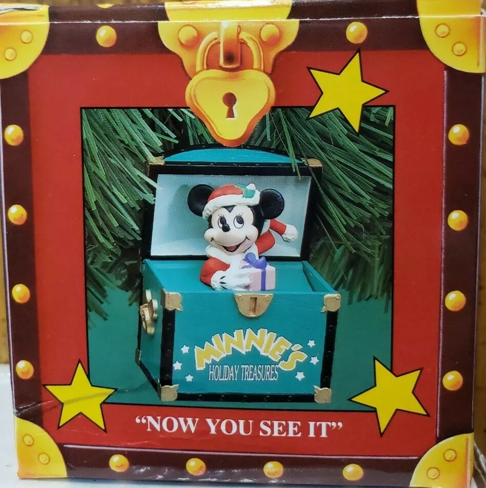 Enesco Minnie\'s Holiday Treasure Pop Up Ornament Now you see it Now you don\'t Enesco Minnie\'s Holiday Treasure Pop Up Ornament Now you see it Now you don\'t