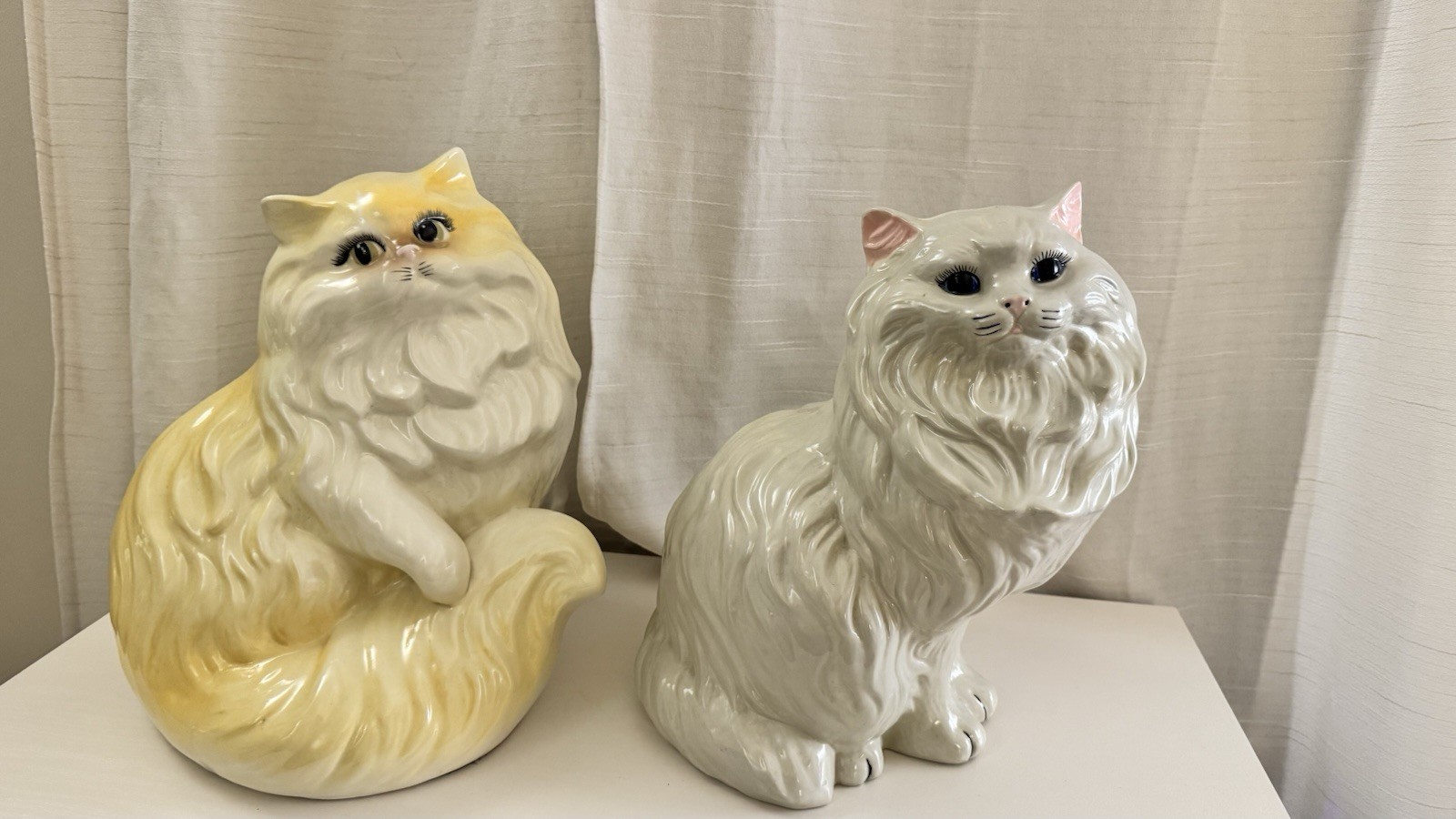 Vintage Rare 1979 Care Ceramic Persian Cat White W/Green Eyes 13.5” Tall Vintage Rare 1979 Care Ceramic Persian Cat White W/Green Eyes 13.5” Tall
