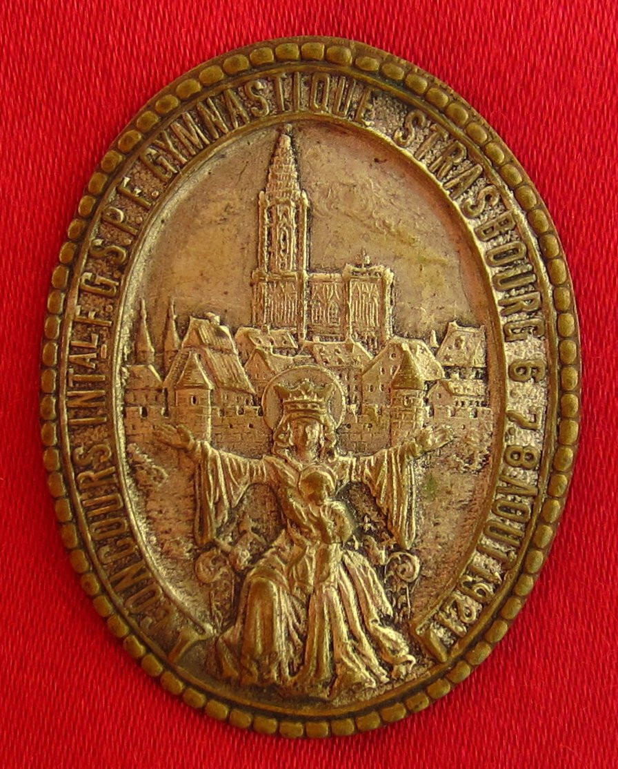 ANTIQUE MARY Pin 1921 OUR LADY STRASSBOURG GYMNASTICS COMPETITION PIN Souvenir ANTIQUE MARY Pin 1921 OUR LADY STRASSBOURG GYMNASTICS COMPETITION PIN Souvenir