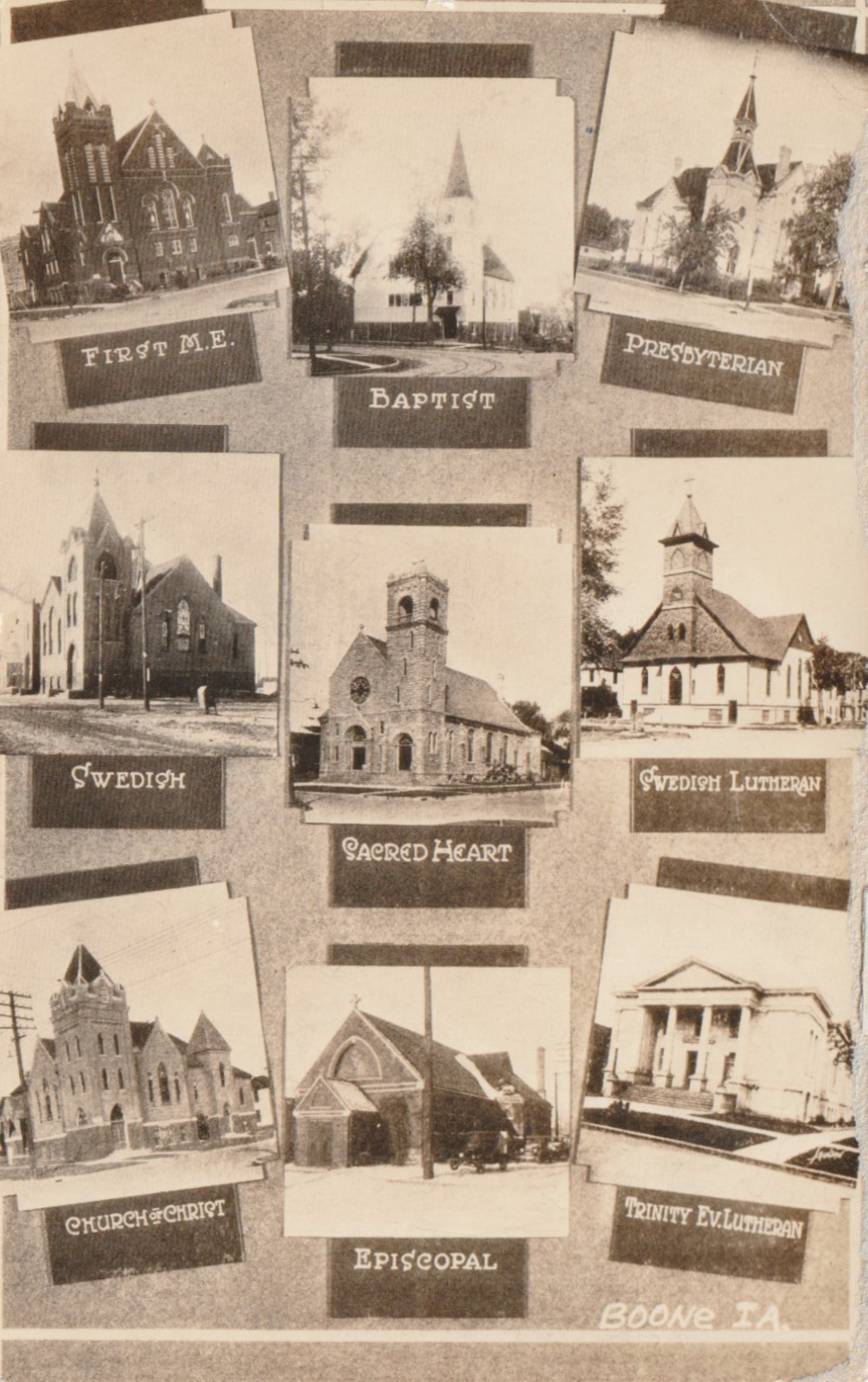 Vintage RPPC Postcard Boone IA 9 View Churches Photo by Lainson Iowa 1937 Multi Vintage RPPC Postcard Boone IA 9 View Churches Photo by Lainson Iowa 1937 Multi