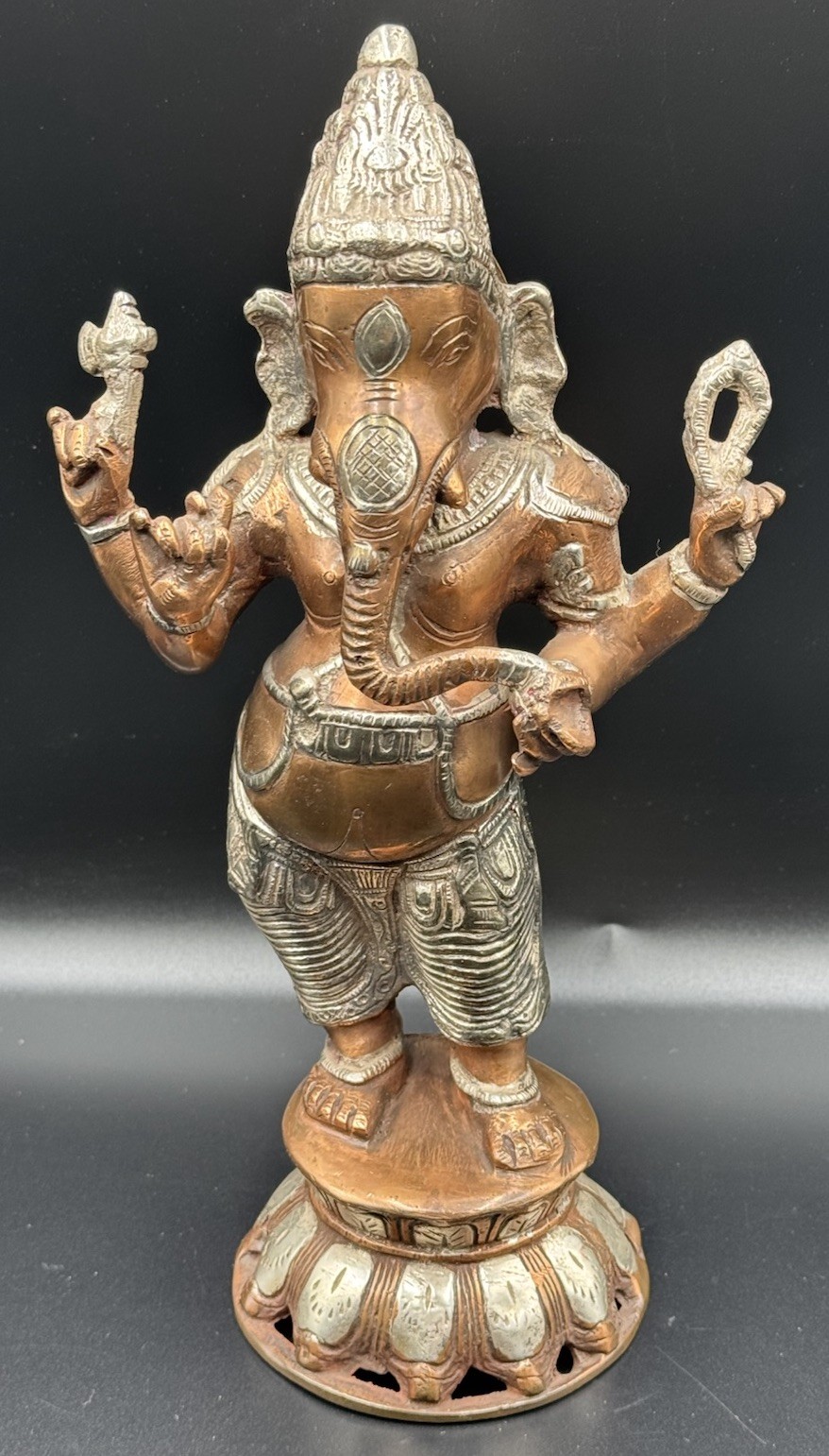 Vintage Lord Ganesha 11.5” Metal Hindu Elephant Deity Statue, Heavy 5 Pounds Vintage Lord Ganesha 11.5” Metal Hindu Elephant Deity Statue, Heavy 5 Pounds