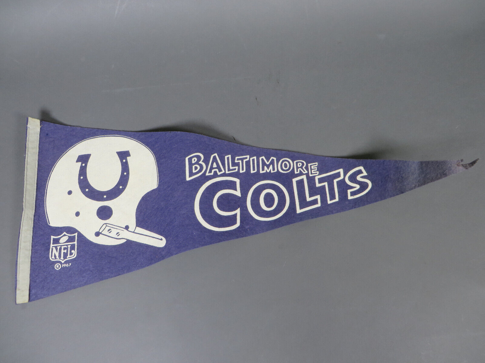 Vintage 1967 Baltimore Colts “ Single Bar” Helmet NFL Football Pennant