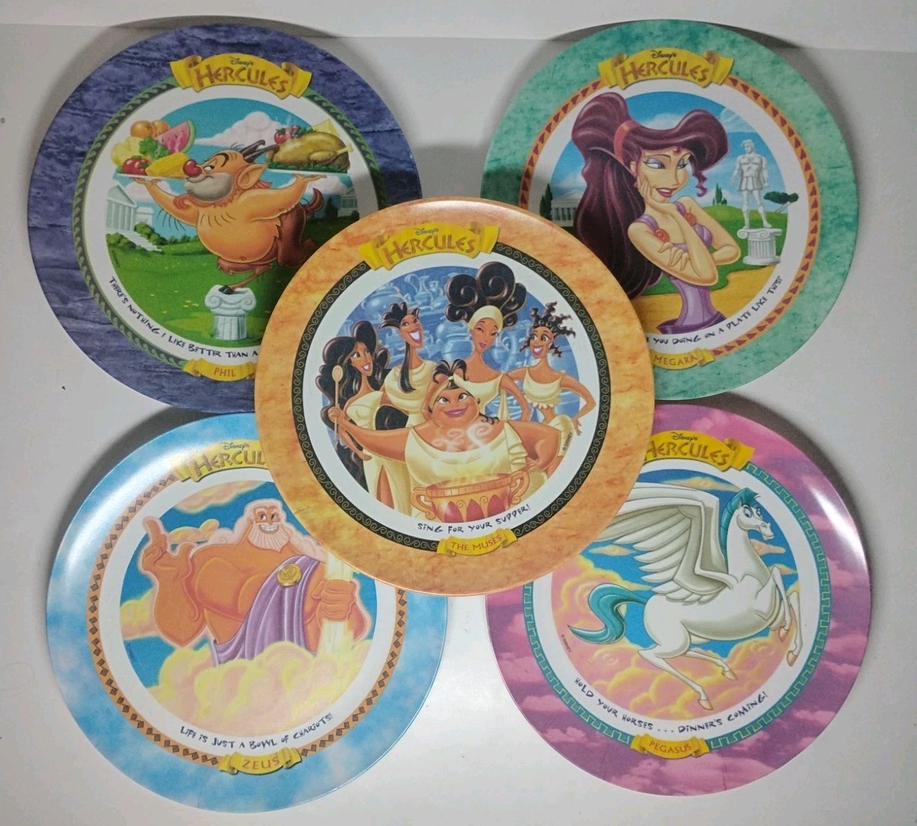 McDonald\'s Disney Hercules Character Plates Set of 5 Pegasus Megara The Muses McDonald\'s Disney Hercules Character Plates Set of 5 Pegasus Megara The Muses
