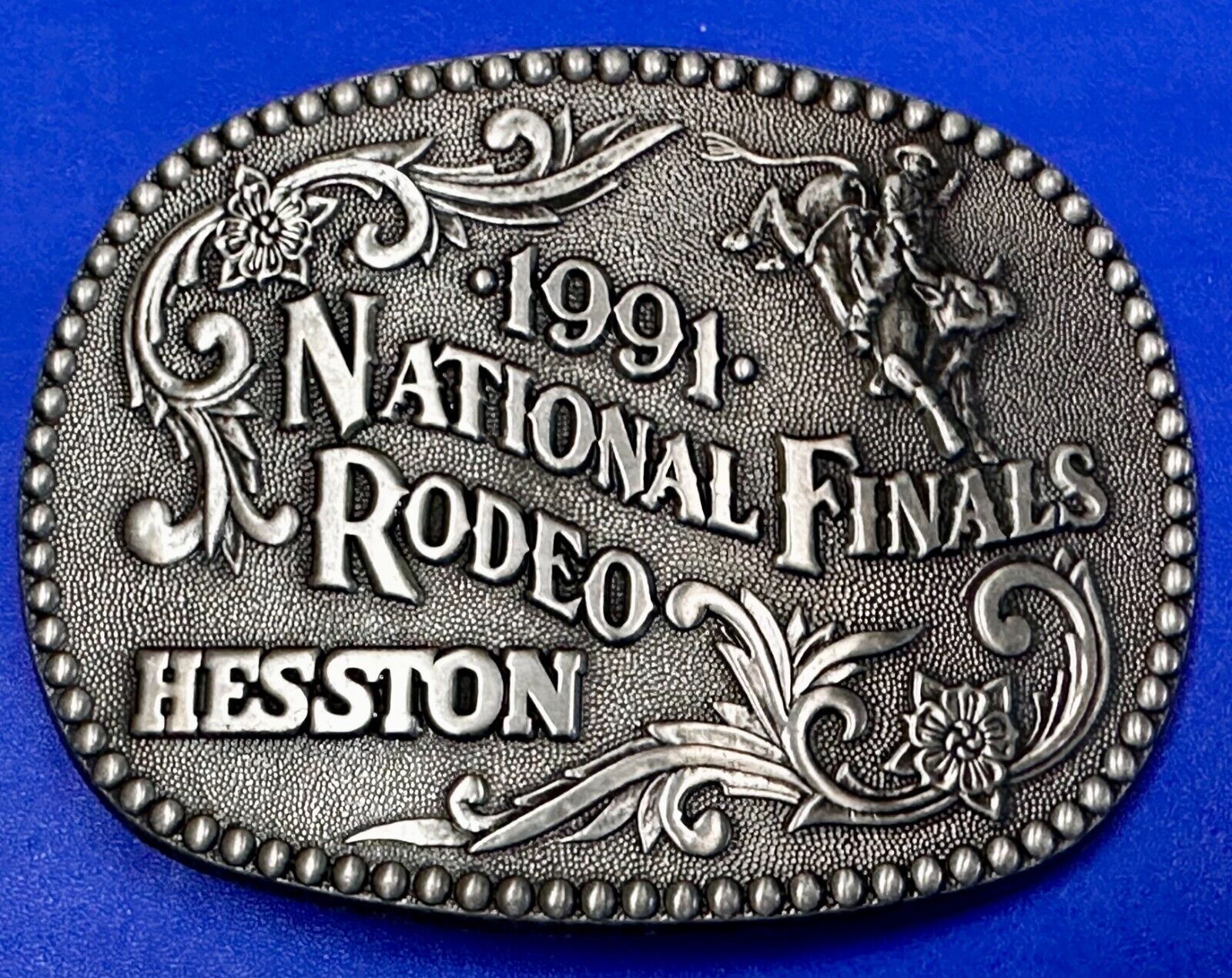 1991 ADM Hesston NFR National Finals Rodeo Cowboys Western Belt Buckle