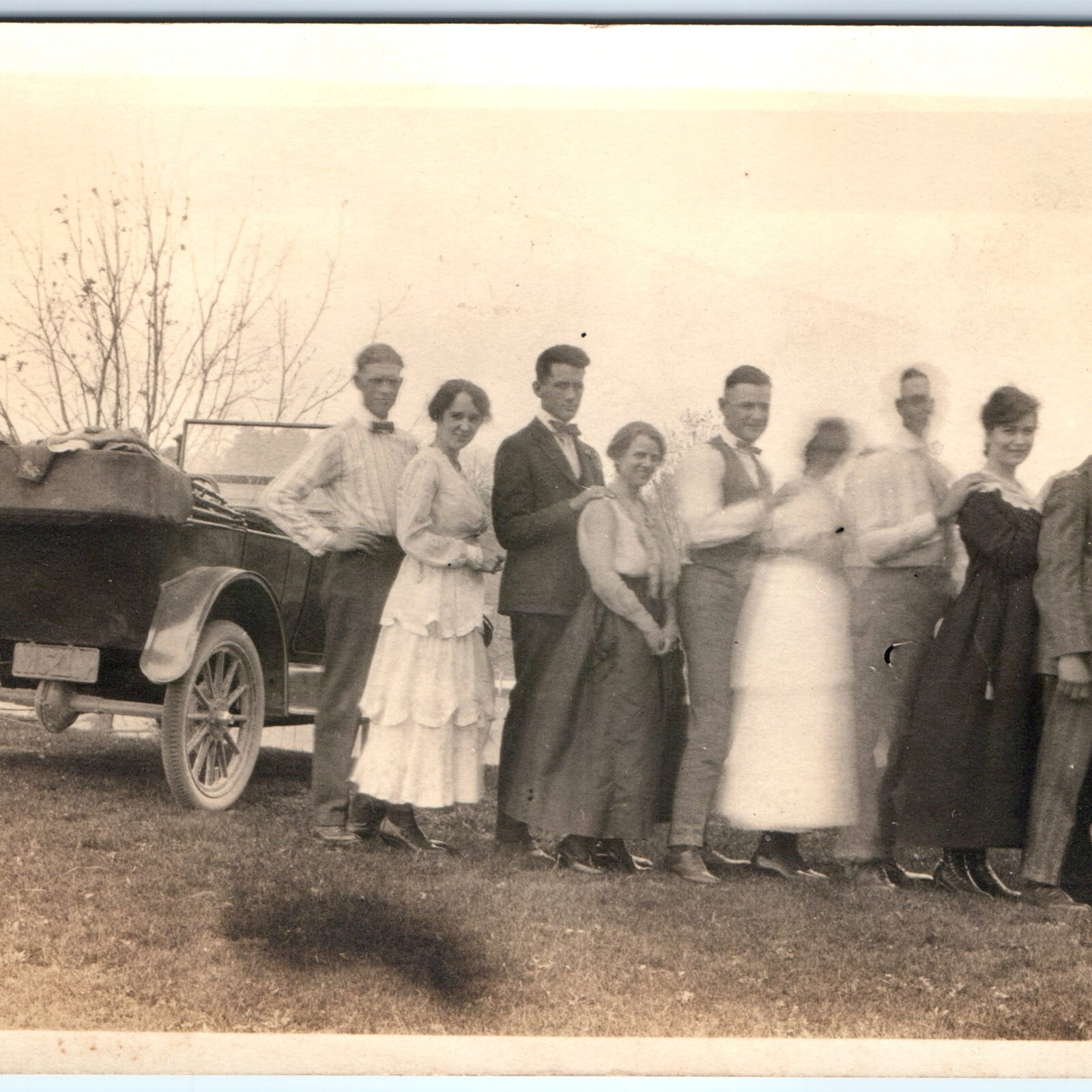 c1910s Group of Couples posing with Touring Car Antique RPPC Postcard c1910s Group of Couples posing with Touring Car Antique RPPC Postcard