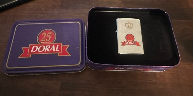 Vintage 1995 Unfired Doral 25th Anniversary Zippo Lighter Original Tin Vintage 1995 Unfired Doral 25th Anniversary Zippo Lighter Original Tin
