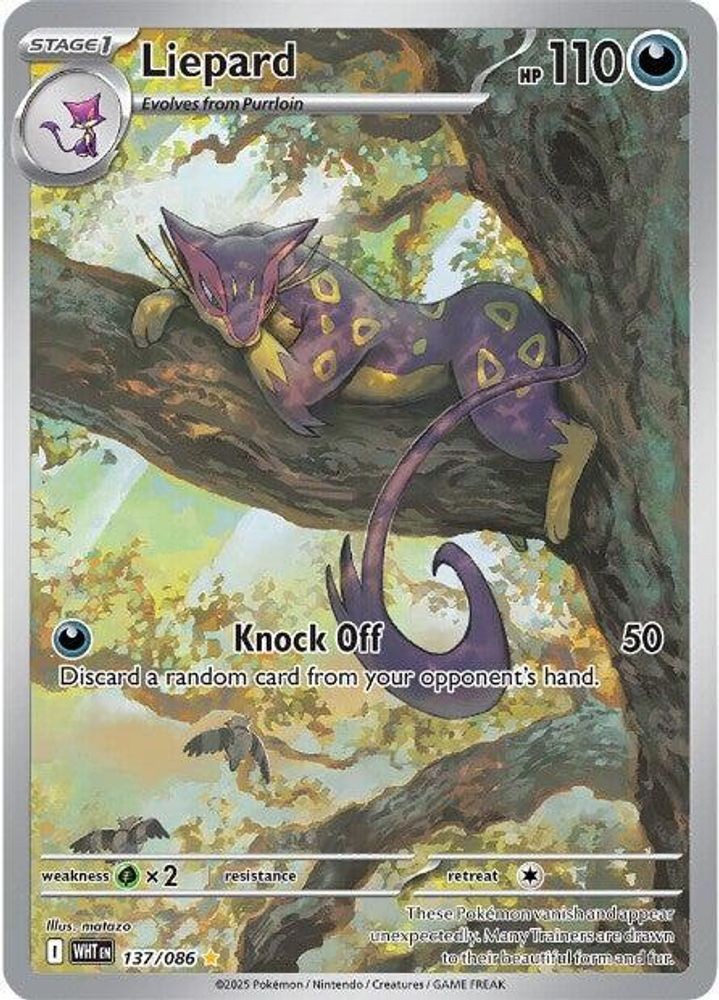 Pokemon Liepard 137/086 Holo Illustration Rare White Flare NM Pokemon Liepard 137/086 Holo Illustration Rare White Flare NM