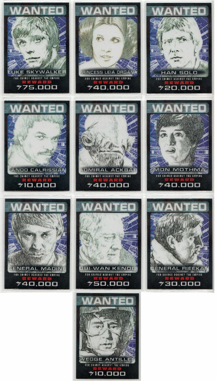 2014 Topps Chrome Star Wars Perspectives Rebel Wanted Poster Insert Set 1-10