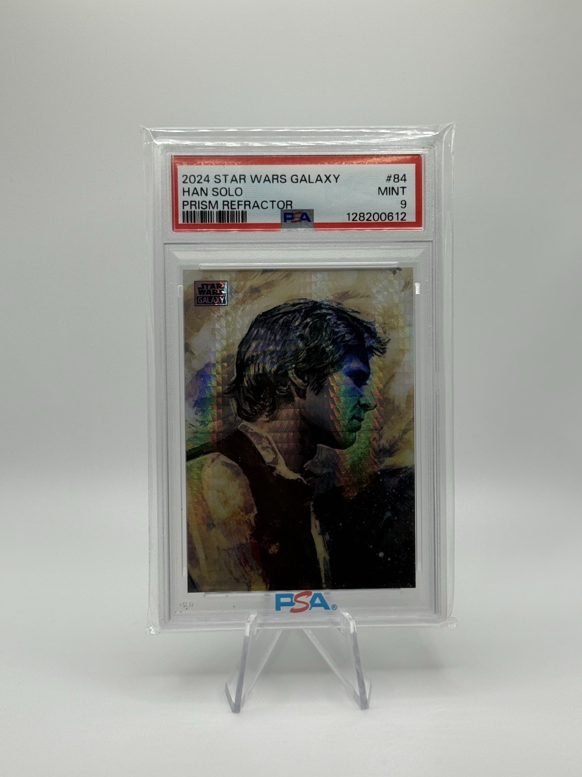 2024 Topps Star Wars Chrome Galaxy Han Solo Prism Refractor /75 #84 PSA 9
