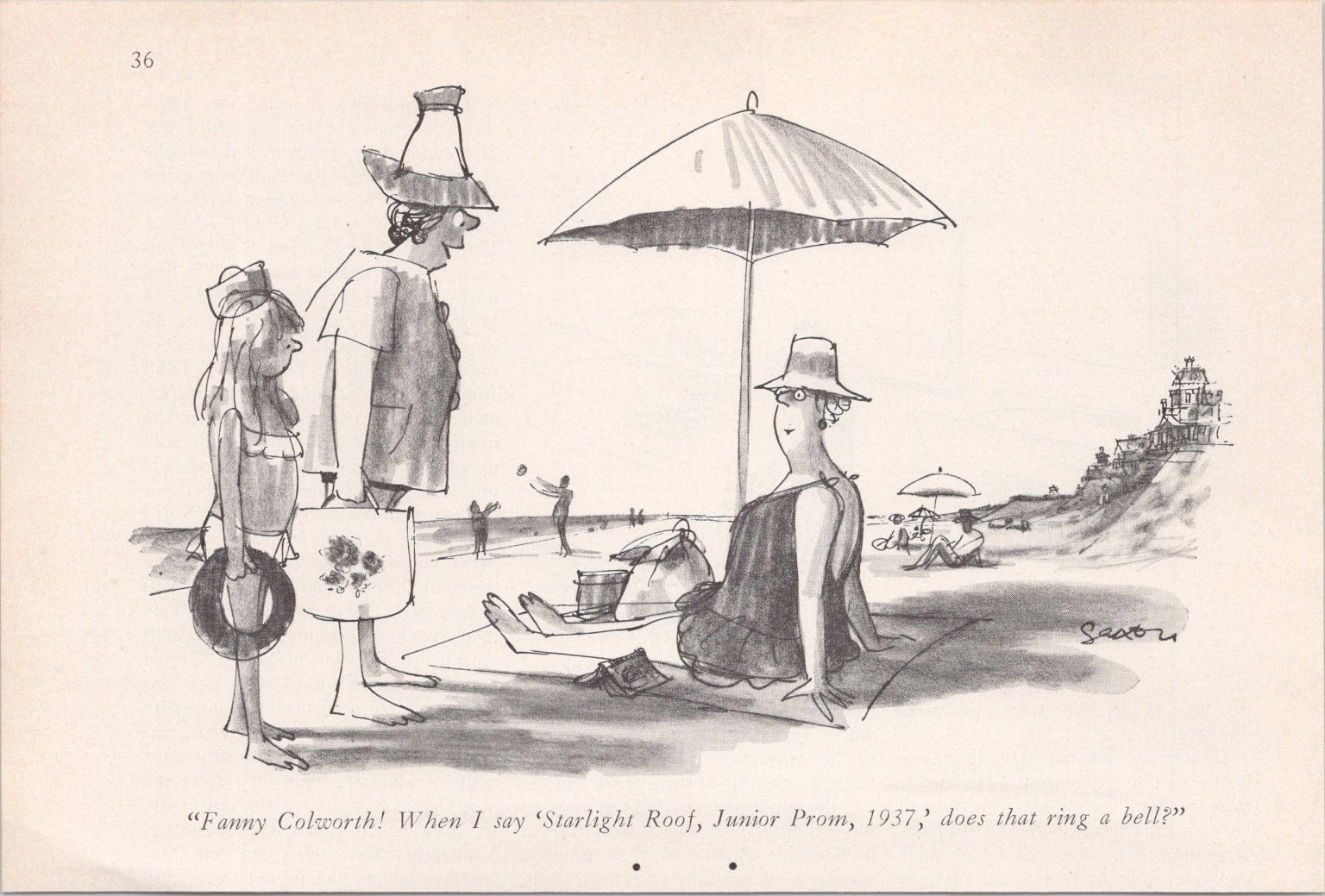 Charles Saxon New Yorker Magazine Cartoon Print 1963 Beach Scene Art Charles Saxon New Yorker Magazine Cartoon Print 1963 Beach Scene Art