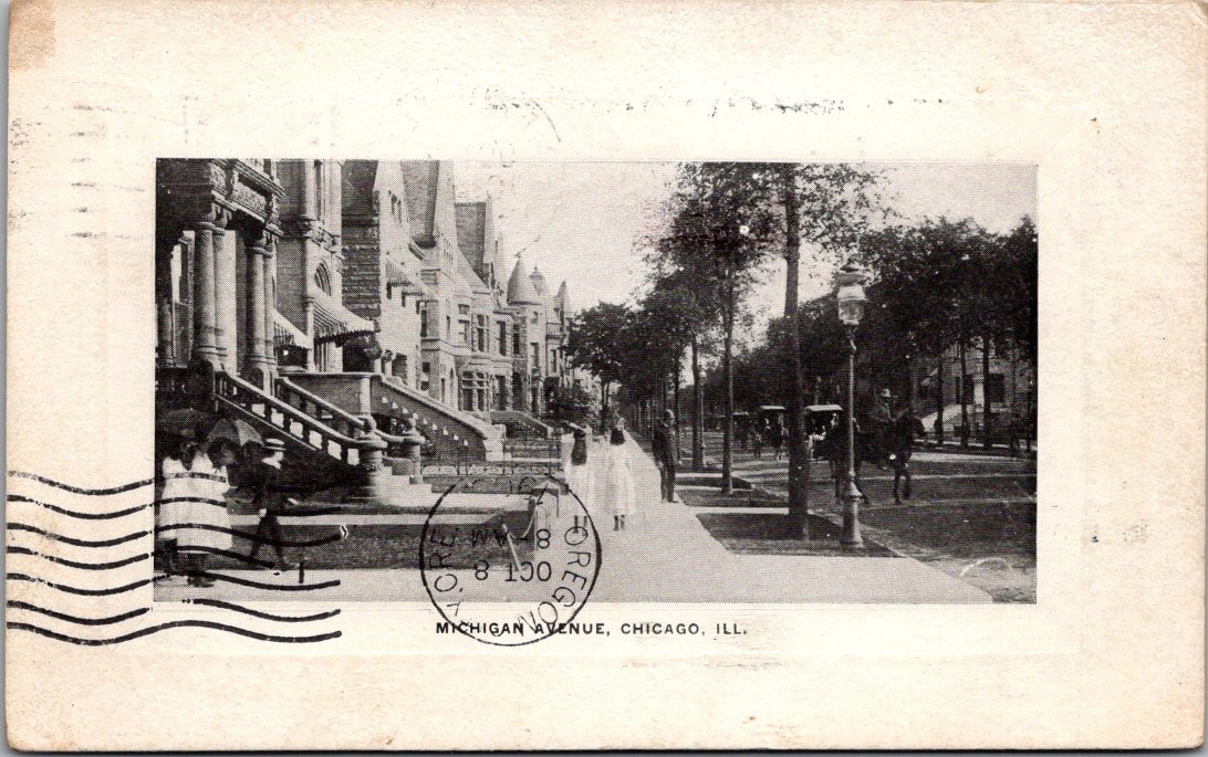 Michigan Avenue Chicago Illinois Street Scene Horse Drawn Carriages Postcard Michigan Avenue Chicago Illinois Street Scene Horse Drawn Carriages Postcard