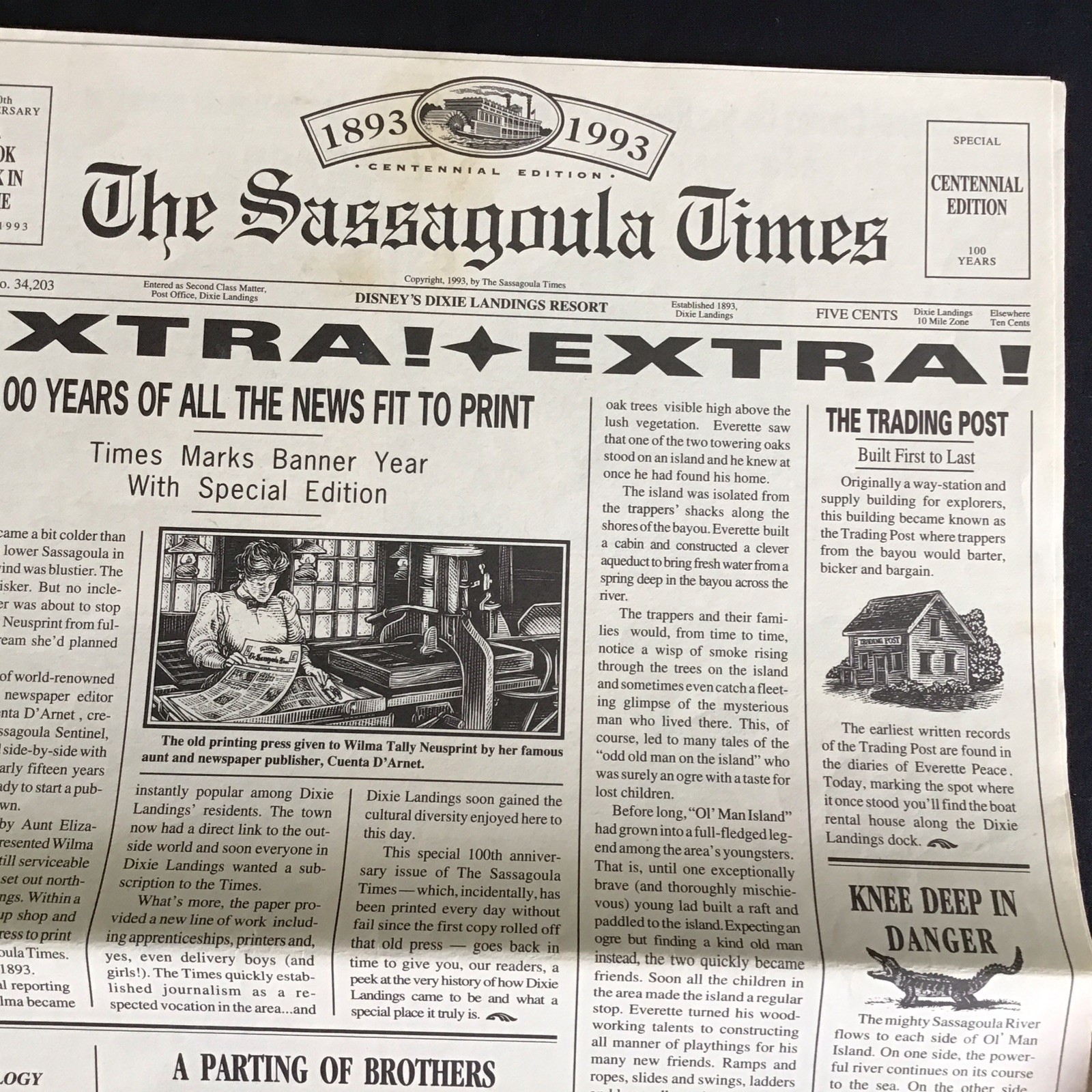 1993 Disney’s Dixie Landings Resort Sassagoula Times Walt Disney World Newspaper