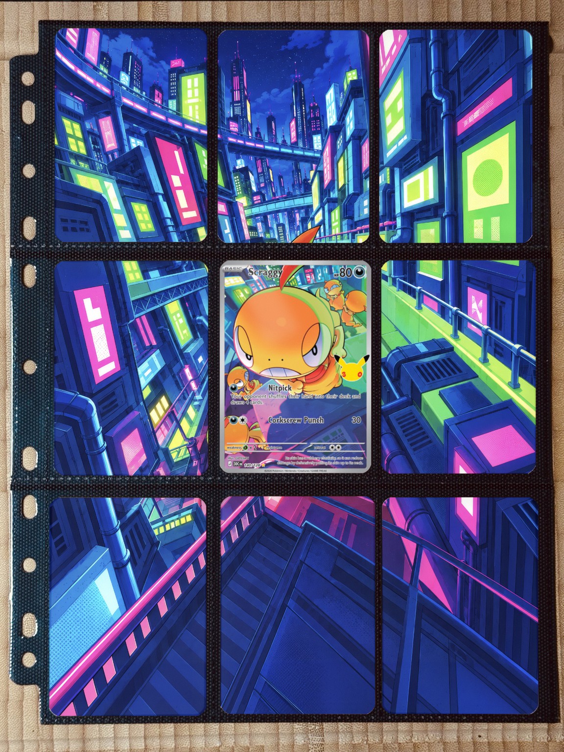 Pokémon Scraggy 140/128 Extended Art Binder Insert | 3x3 9-Pocket Pokémon Scraggy 140/128 Extended Art Binder Insert | 3x3 9-Pocket