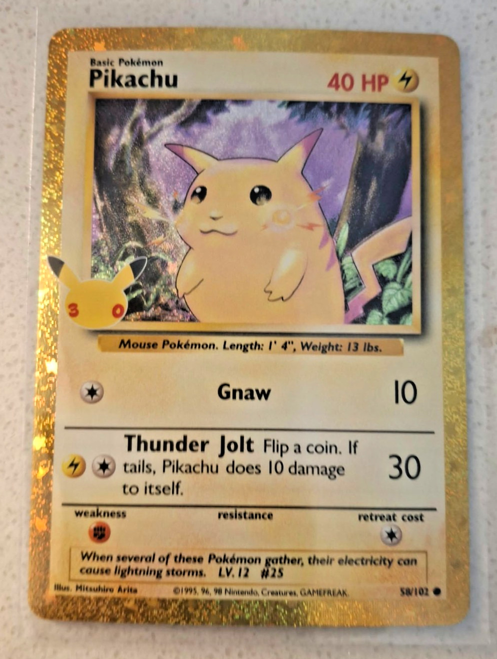 Pokemon 30th Anniversary Pikachu Classic Collection Gold Border Holo 58/102 NM Pokemon 30th Anniversary Pikachu Classic Collection Gold Border Holo 58/102 NM