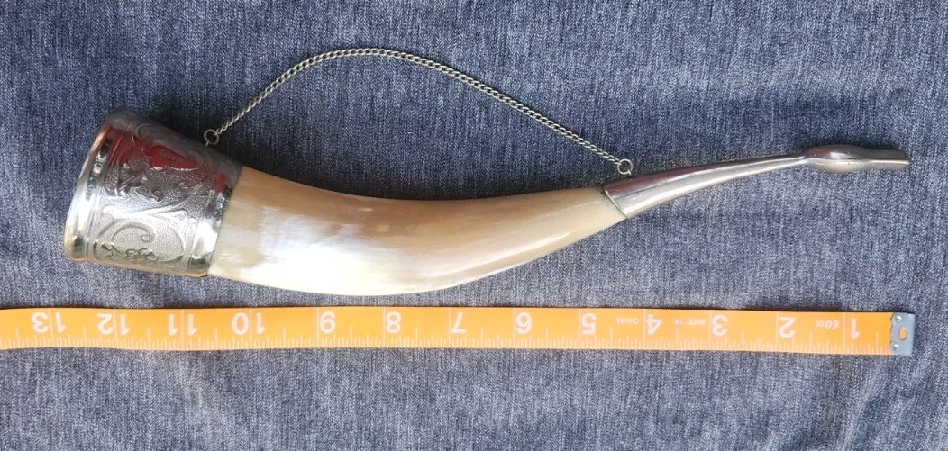 Vintage Soviet Caucasian Wine Drinking Horn Khantsi USSR Georgia Ceremonial Cup