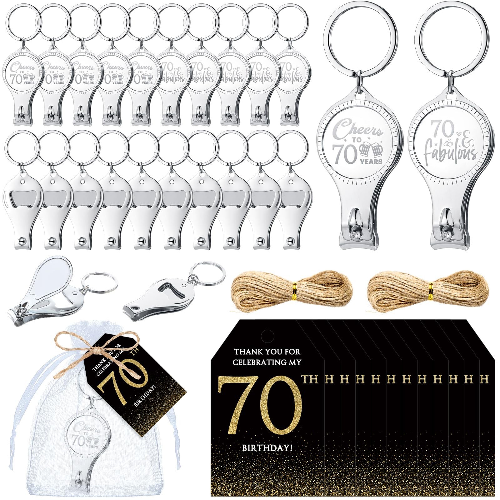 Zeyune 50 Sets 70th Birthday Party Favors for Guests Beer Opener