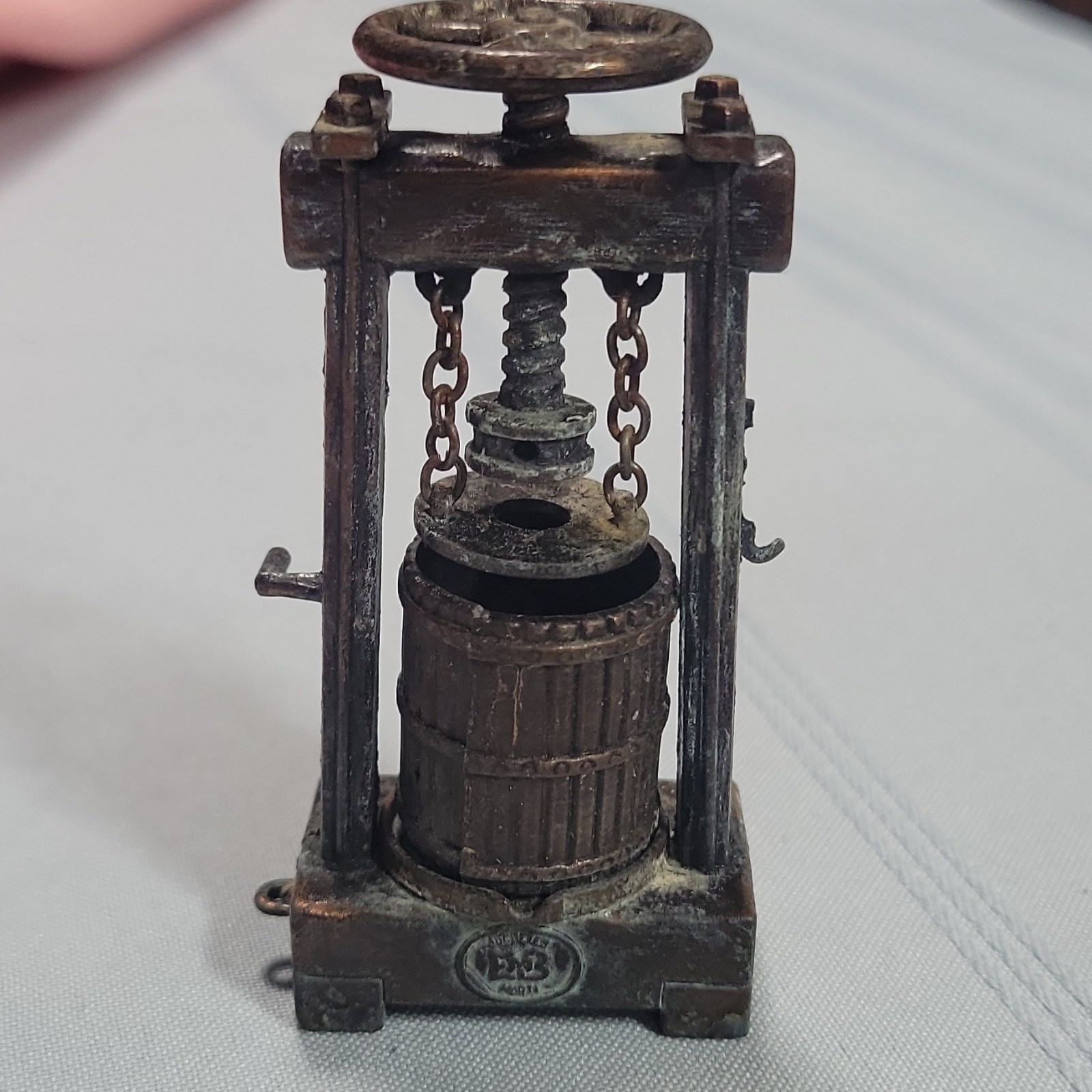 Vintage Spanish Metal Minature Replica Fruit Apple Cider Press Pencil Sharpener Vintage Spanish Metal Minature Replica Fruit Apple Cider Press Pencil Sharpener