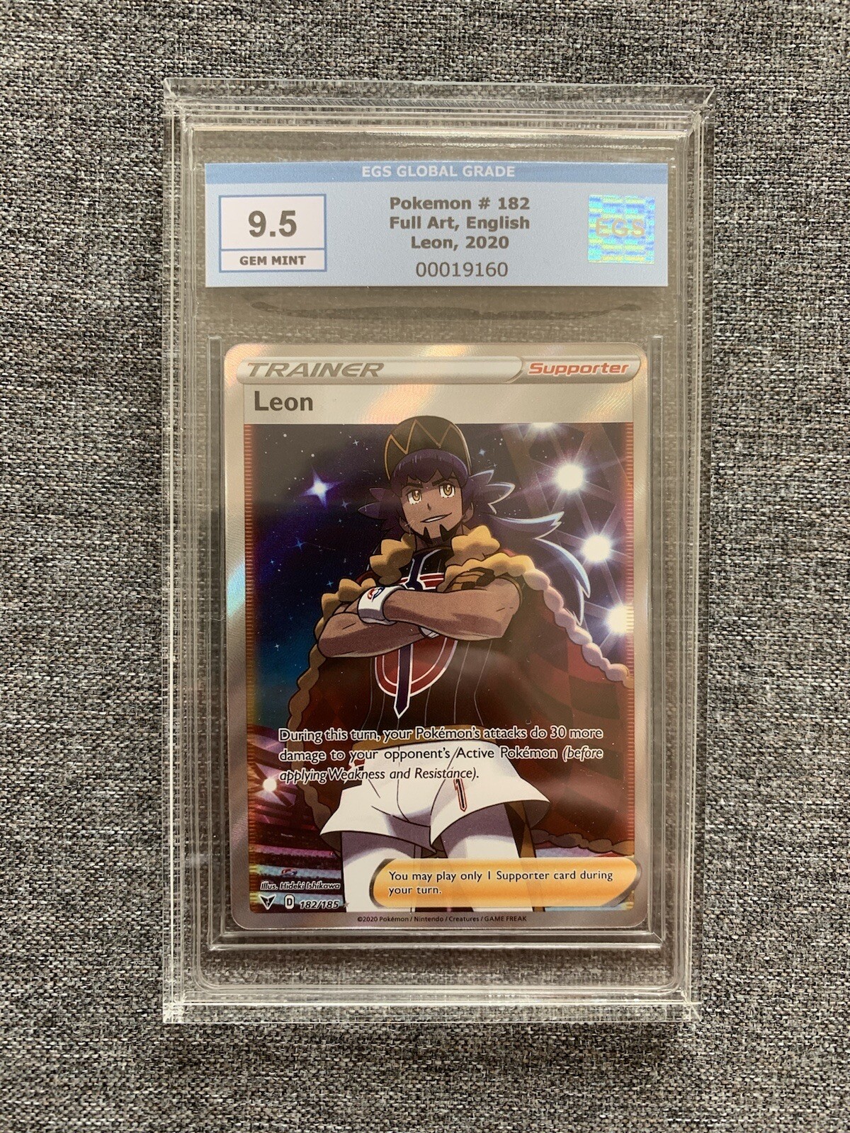 Pokemon Vivid Voltage Leon 182/185 Full Art Trainer PSA EGS 9.5 English Gem Mint