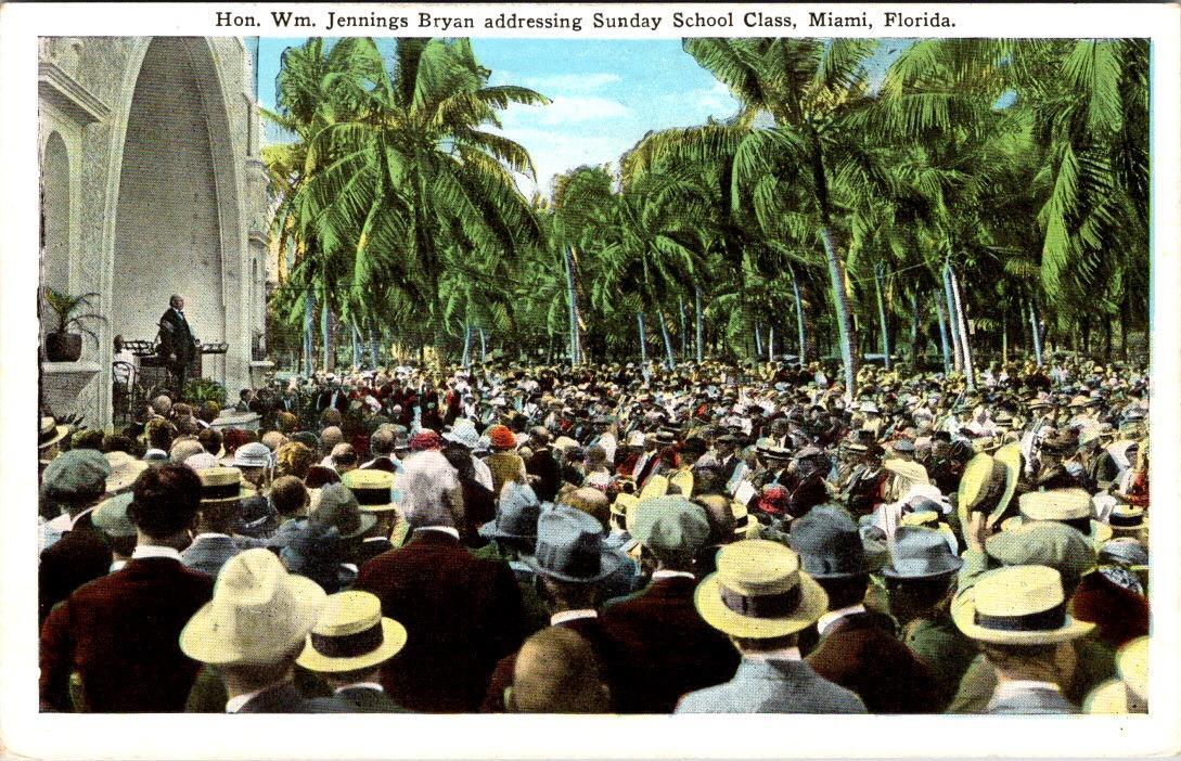 Miami, FL Florida HON. WM JENNINGS BRYAN~Sunday School~Religion ca1920s Postcard Miami, FL Florida HON. WM JENNINGS BRYAN~Sunday School~Religion ca1920s Postcard
