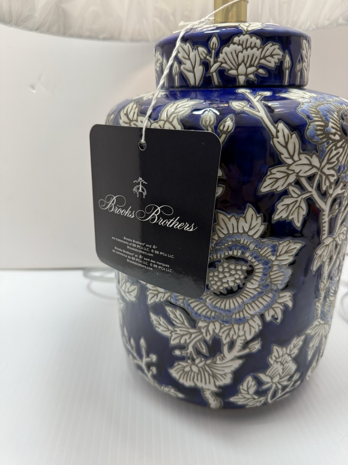brooks brothers Blue/white Flowered Tea Caddy Chinoiserie Lamp W Shade New 22 In brooks brothers Blue/white Flowered Tea Caddy Chinoiserie Lamp W Shade New 22 In