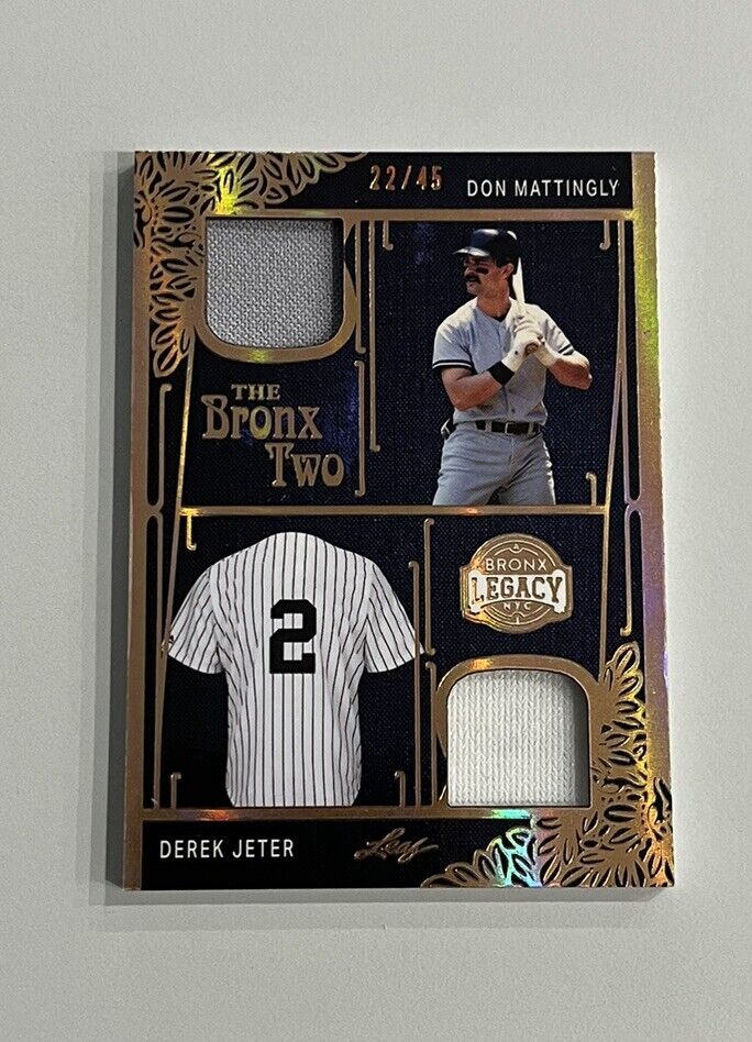 LEAF BRONX LEGACY DEREK JETER DON MATTINGLY GAME USED RELIC THE BRONX TWO