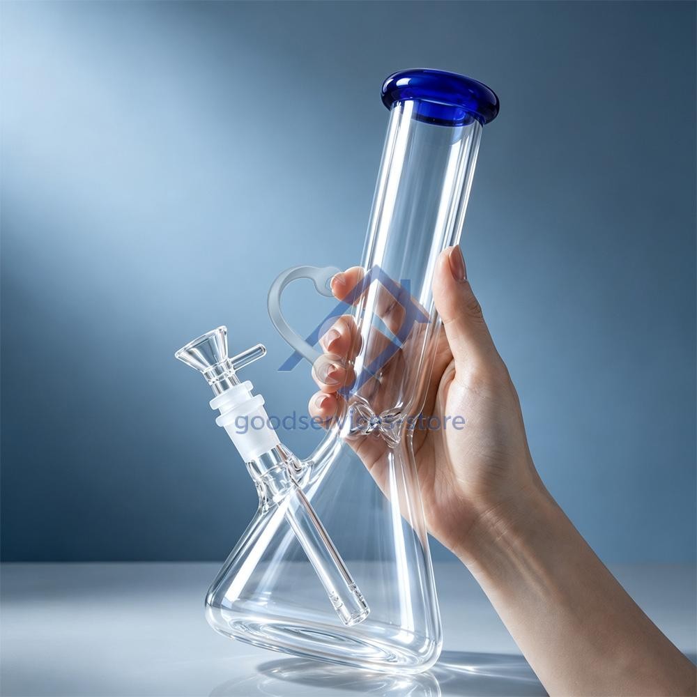 10 inch Heavy Glass Bong Water Pipe Smoking Bong Beaker + 14mm Bowl hookah Blue