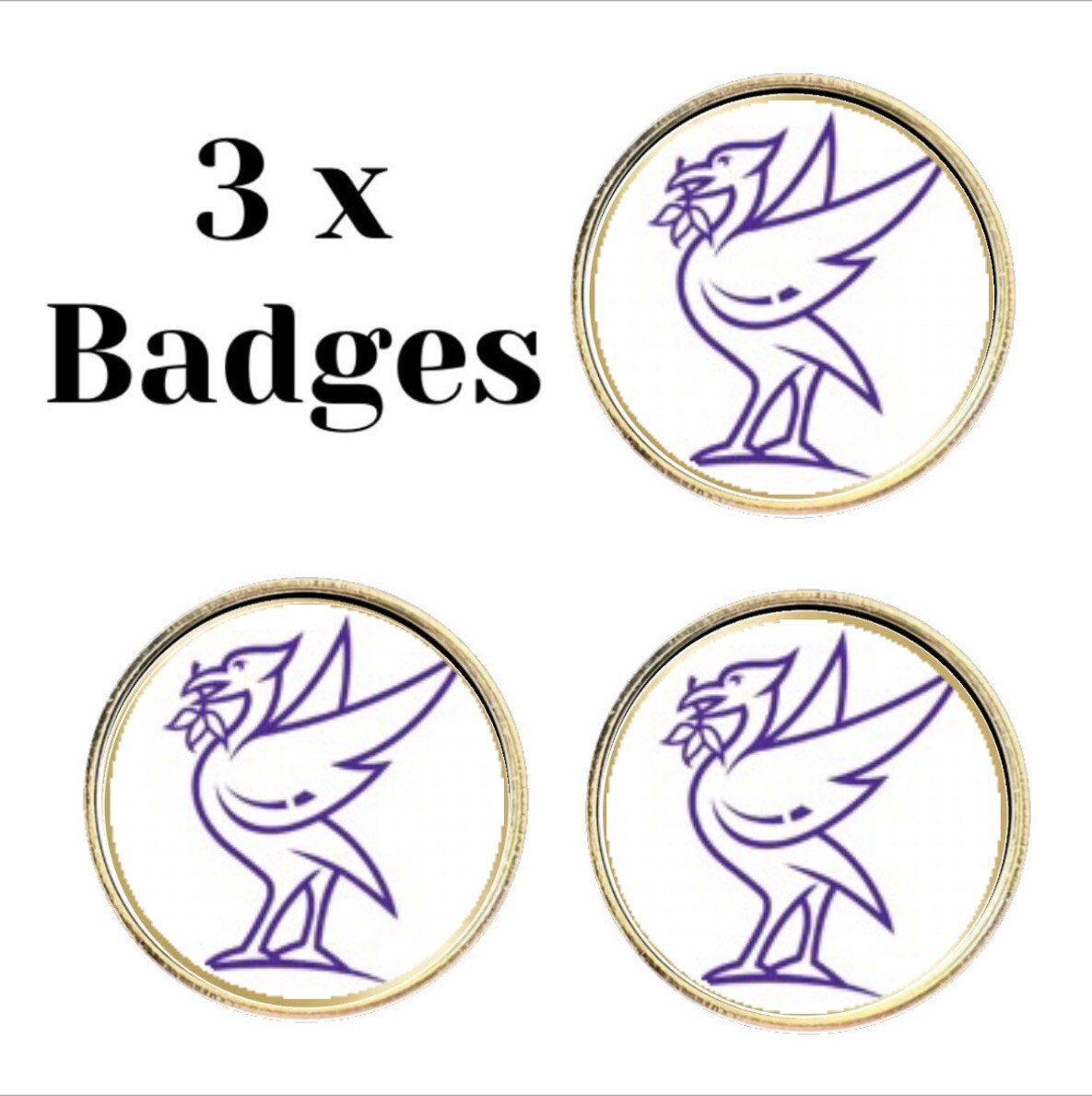 3 x Liverpool Liver Bird (BU5) Lapel Pin Badges 3 x Liverpool Liver Bird (BU5) Lapel Pin Badges