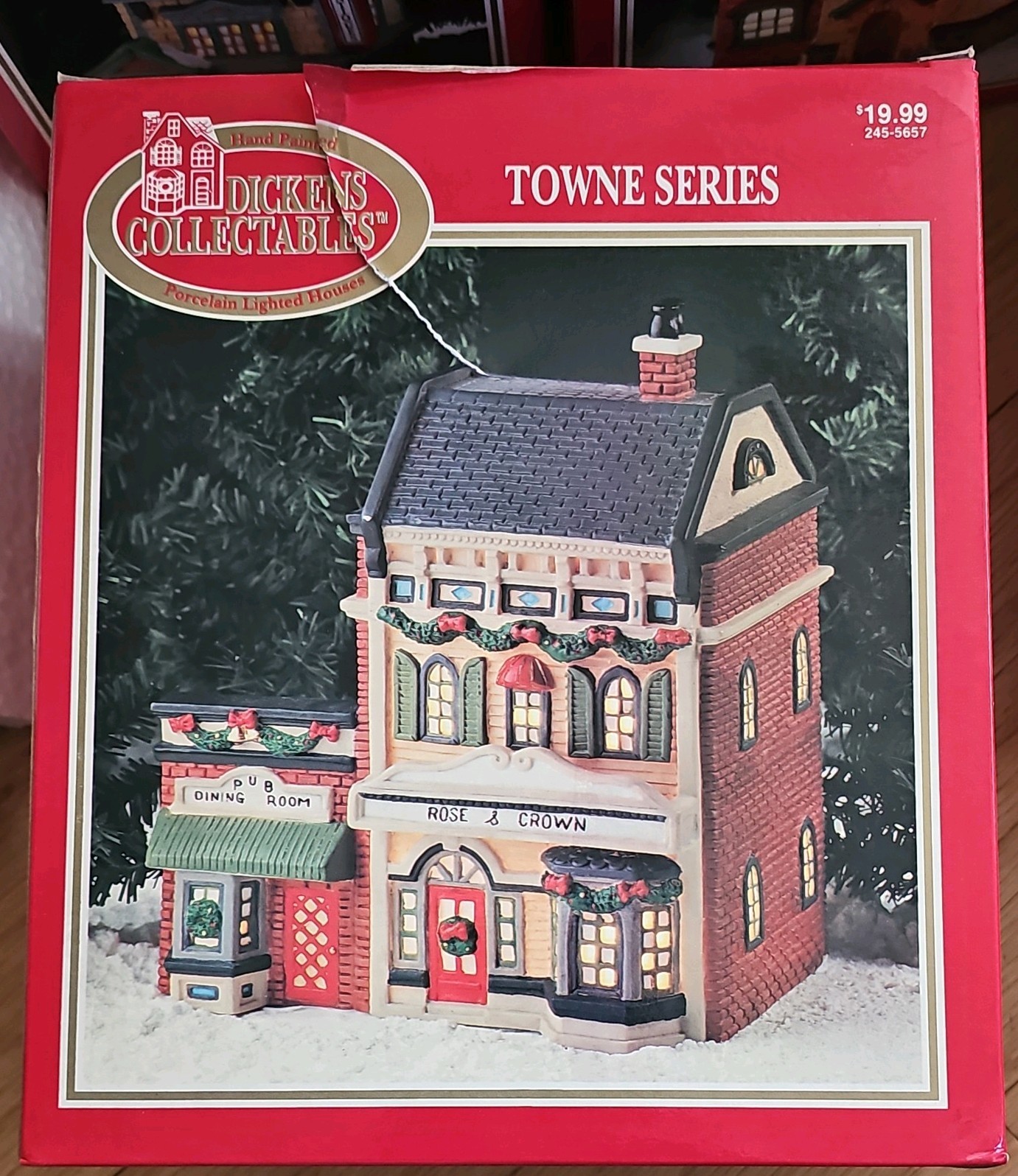 Vintage 1994 Dickens Collectable Towne Series Rose & Crown Pub Lighted House NIB Vintage 1994 Dickens Collectable Towne Series Rose & Crown Pub Lighted House NIB