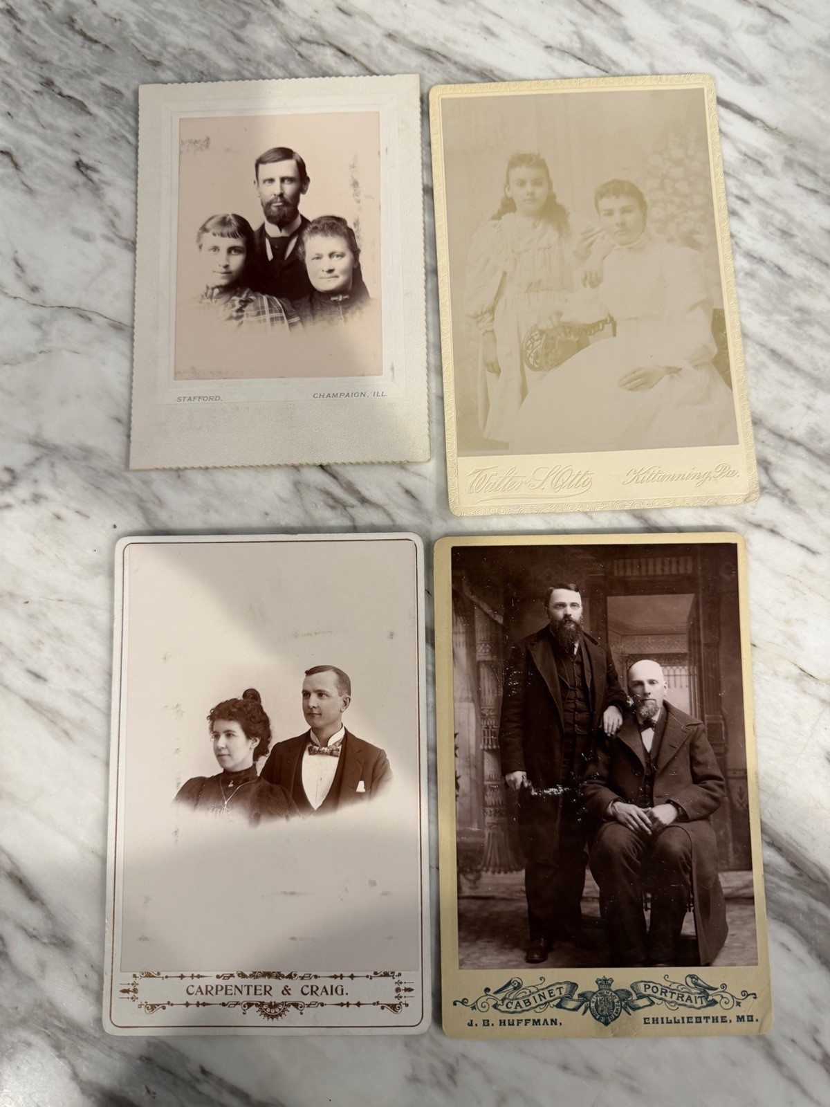 4 Antique Cabinet Card Photos Victorian Families Couples Men Women 1890s 4 Antique Cabinet Card Photos Victorian Families Couples Men Women 1890s