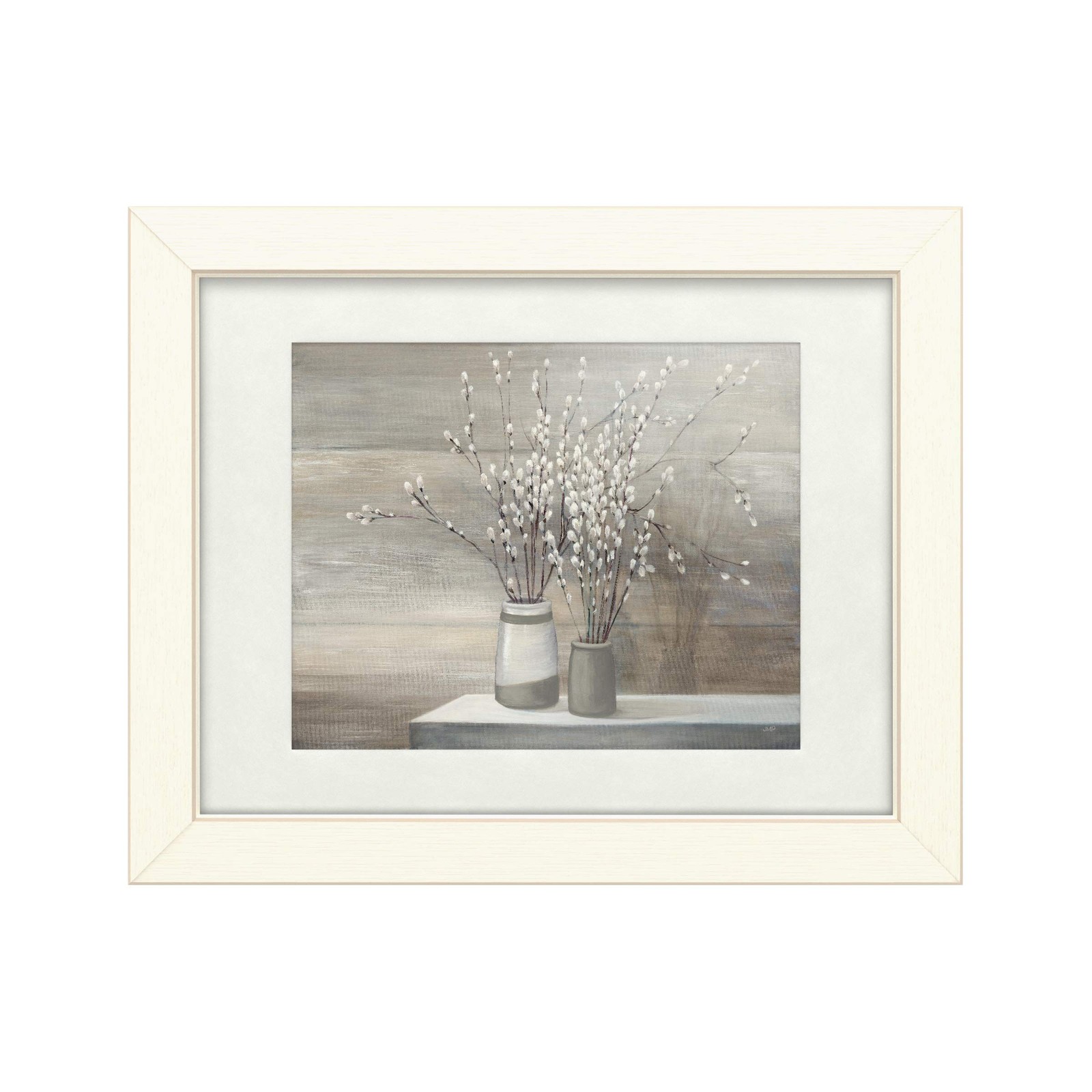 Trademark Fine Art Julia Purinton Pussy Willow Still Life Gray Pots Framed Wall Trademark Fine Art Julia Purinton Pussy Willow Still Life Gray Pots Framed Wall