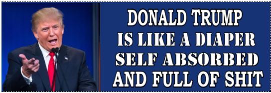 Trump like a Diaper - ANTI Trump POLITICAL BUMPER FUNNY STICKER Trump like a Diaper - ANTI Trump POLITICAL BUMPER FUNNY STICKER