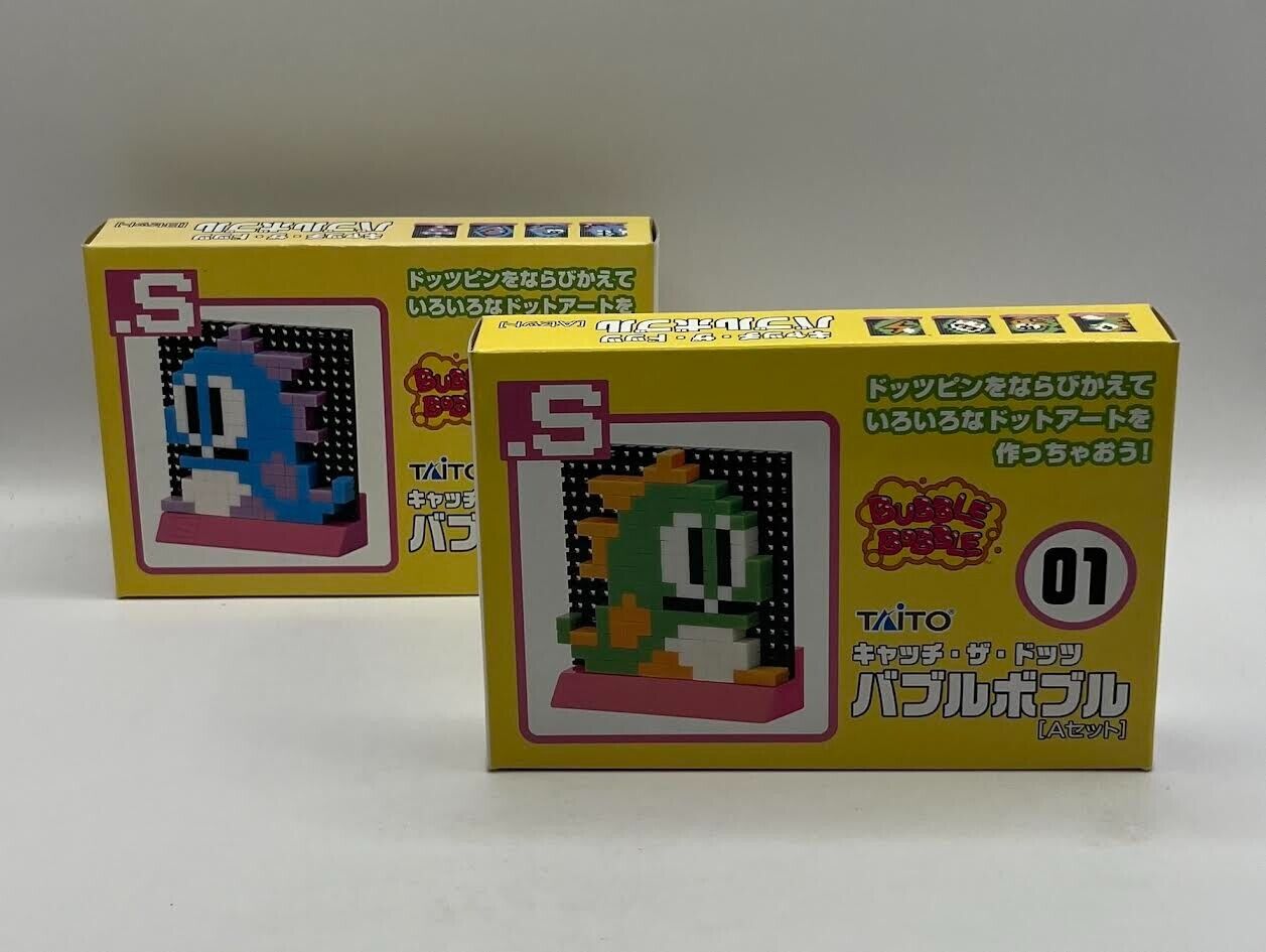 RARE SET Bubble Bobble A Dots .S Puzzle Pin Panel Toy Taito Capcom JAPAN FAMICOM