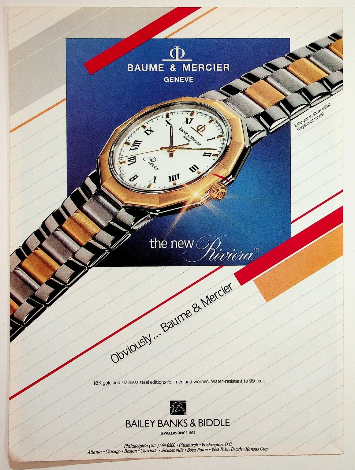 Vintage Baume & Mercier Riviera Watch Magazine Ad Bailey Banks Biddle Vintage Baume & Mercier Riviera Watch Magazine Ad Bailey Banks Biddle