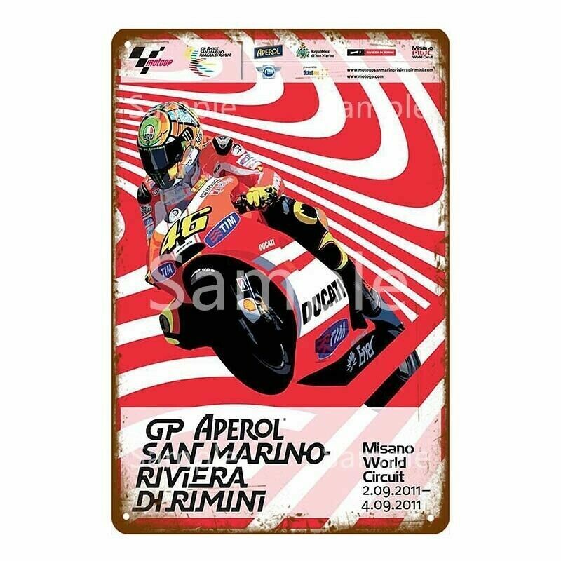 Motorcycle Metal Poster Tin Sign Ducati Racing Moto Gp Wall Decor