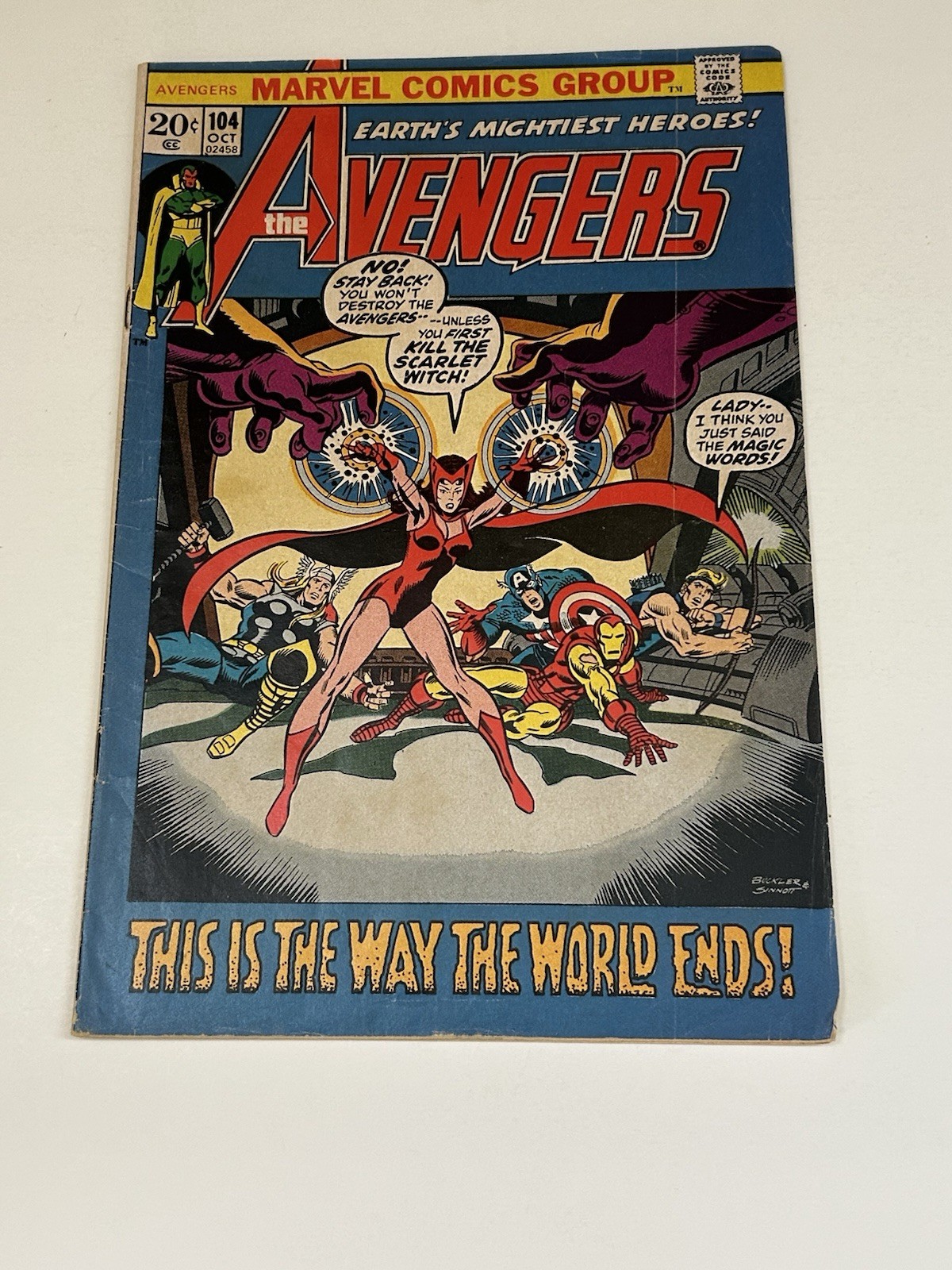 The Avengers #104 This Is The Way The World Ends Scarlett Witch Marvel 1972 VG+ The Avengers #104 This Is The Way The World Ends Scarlett Witch Marvel 1972 VG+