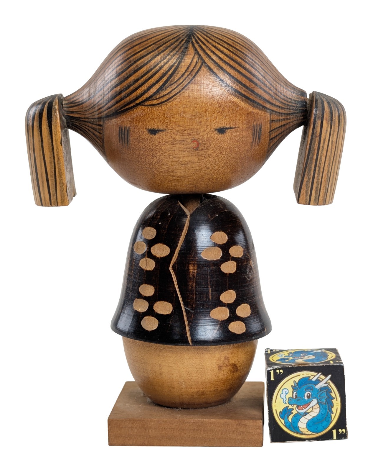 Rare Vintage Creative Kokeshi Doll Girl w/ Pigtails by Norio from Japan, 5.1\