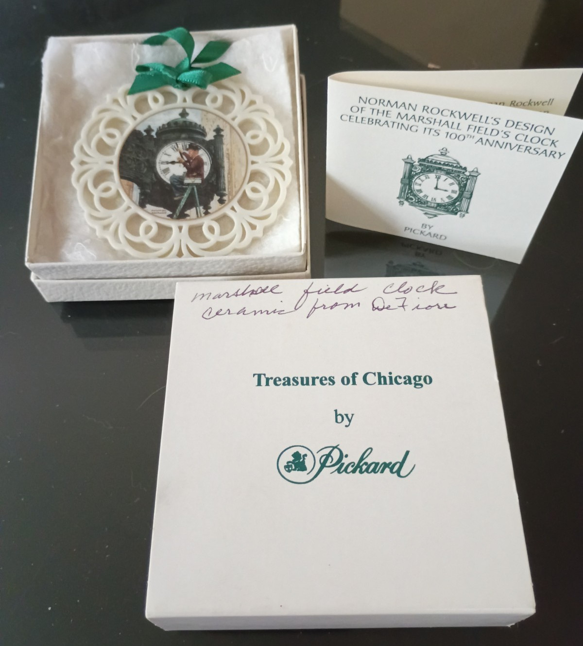 Rare Norman Rockwell Marshall Field's Clock 100th Anniversary Christmas Ornament