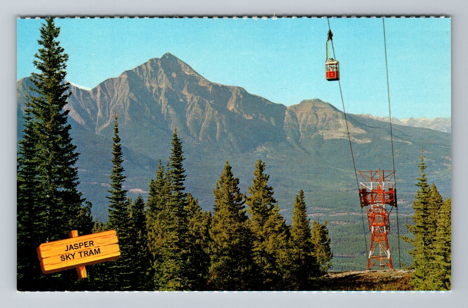 Jasper-Alberta, Jasper Sky Tram, Pyramid Mountain, Vintage Postcard