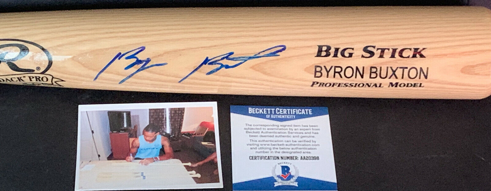 Byron Buxton Minnesota Twins Autographed Signed Engraved Bat Blonde Beckett COA