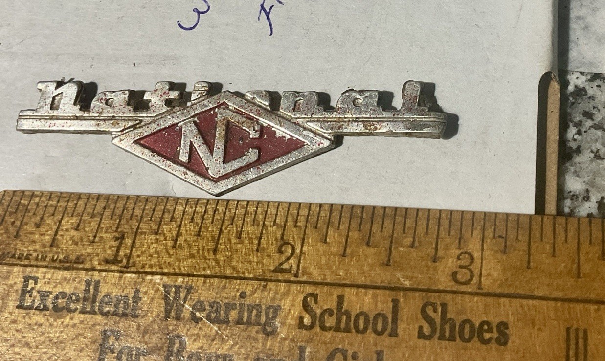 Vintage “National” Chassis Tube Radio  Name Plate Badge Emblem Logo Tag