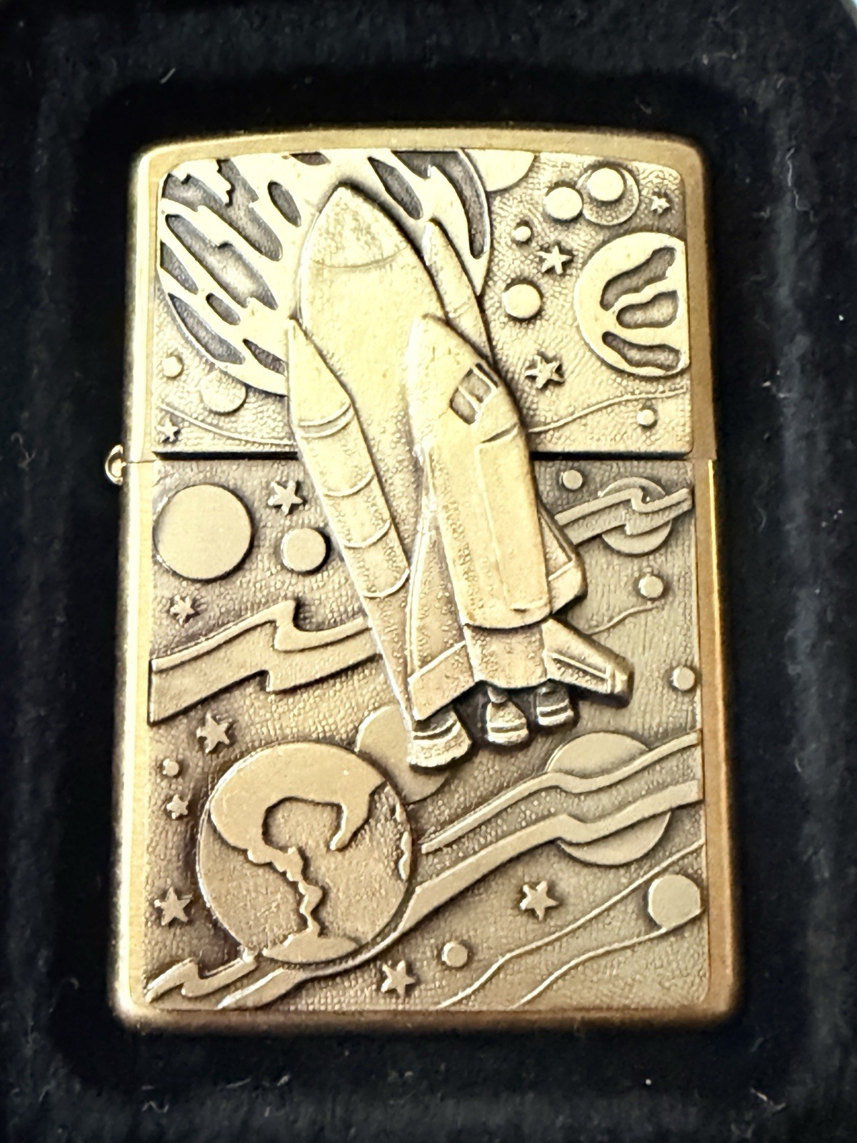1999 Zippo Barrett Smythe Spaceship Brass NIB XV Space Shuttle Planets Surprise 1999 Zippo Barrett Smythe Spaceship Brass NIB XV Space Shuttle Planets Surprise
