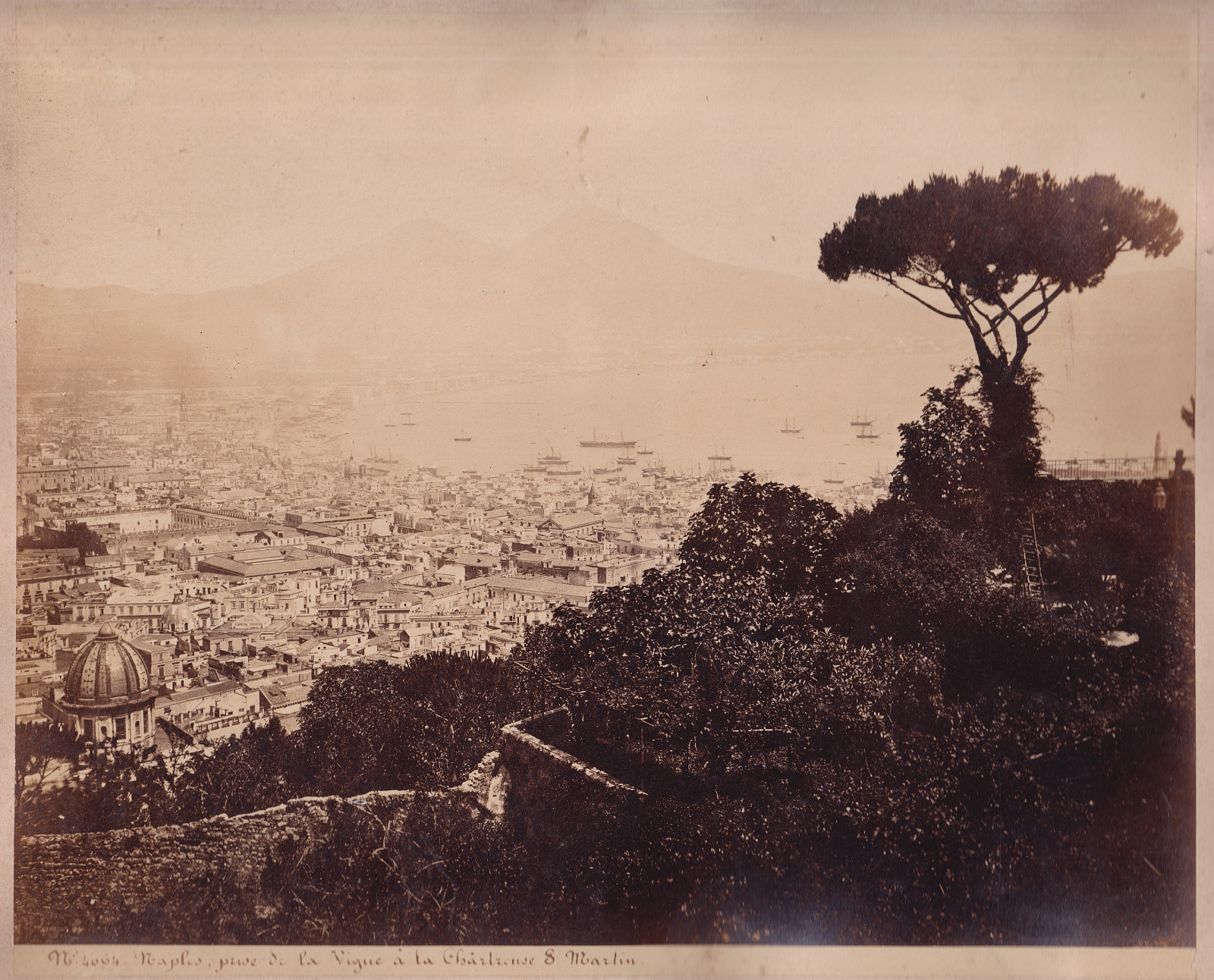 20x25 Italia NAPOLI Roberto Rive - view taken from the Chartreuse St Martin c.1868