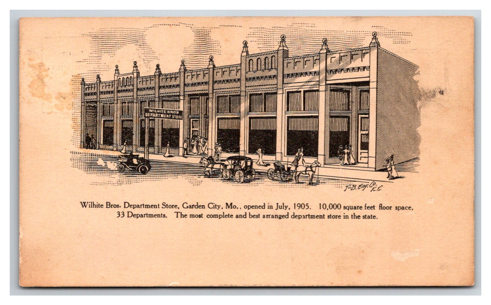 Advertisement Wilhite Bros Department store street view ~ Garden City Missouri