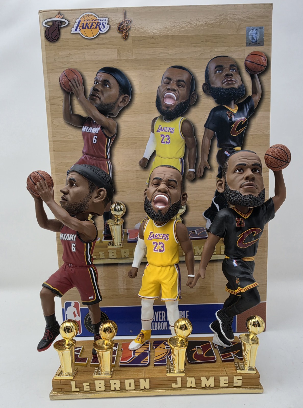 LeBron James 4X NBA Champion Triple Bobblehead FOCO Lakers Heat Cavs Limited LeBron James 4X NBA Champion Triple Bobblehead FOCO Lakers Heat Cavs Limited