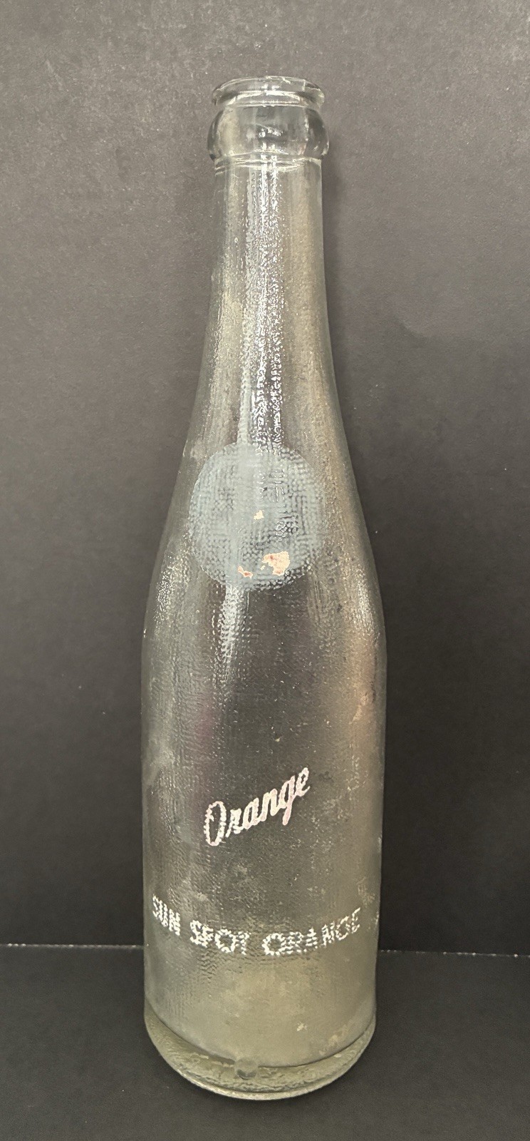 Vintage 1946-47 Sun Spot Orange Textured Stippled Pattern 10oz Soda Bottle..Rare Vintage 1946-47 Sun Spot Orange Textured Stippled Pattern 10oz Soda Bottle..Rare