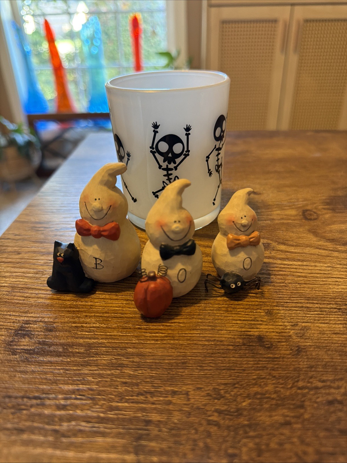 Blossom Bucket Halloween BOO Ghosts Set Of 3 Figurines B Lloyd 2003 Spider Cat +