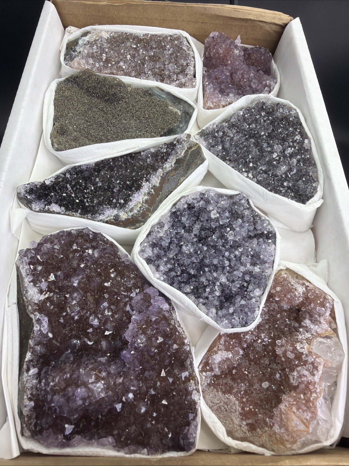 Uruguay Rainbow Amethyst Druzy Agate Crystal Flat Natural Mineral Specimens