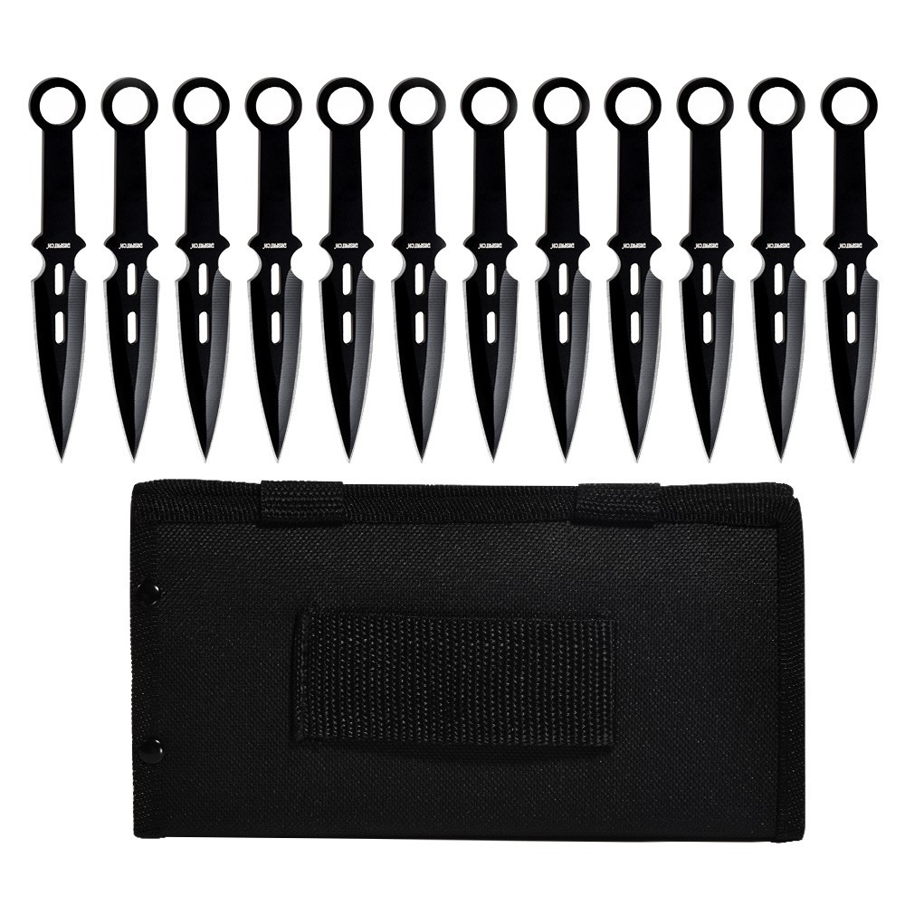 12pc Black Ninja Throwing Knife Set Hunting Combat Naruto Kunai Knives +Sheath 12pc Black Ninja Throwing Knife Set Hunting Combat Naruto Kunai Knives +Sheath