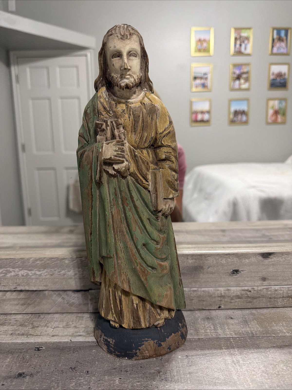 Hand-Carved VTG FlatBack Santo /St. Peter the Apostle?Folk Art 12” Mol Signed Hand-Carved VTG FlatBack Santo /St. Peter the Apostle?Folk Art 12” Mol Signed